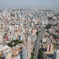 Vista aerea da cidade de São Paulo, rio Tietê, predios, São Paulo, cidade