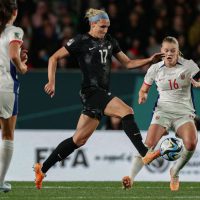 Soccer Football - FIFA Women’s World Cup Australia and New Zealand 2023 - Group A - New Zealand v Norway - Eden Park, Auckland, New Zealand - July 20, 2023
New Zealand's Hannah Wilkinson in action with Norway's Mathilde Harviken REUTERS/David Rowland